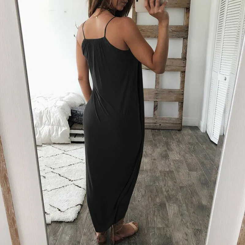 Airy Asymmetrical Sleeveless Maxi Dress