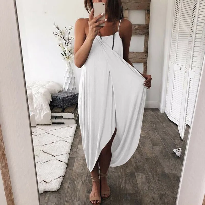 Airy Asymmetrical Sleeveless Maxi Dress