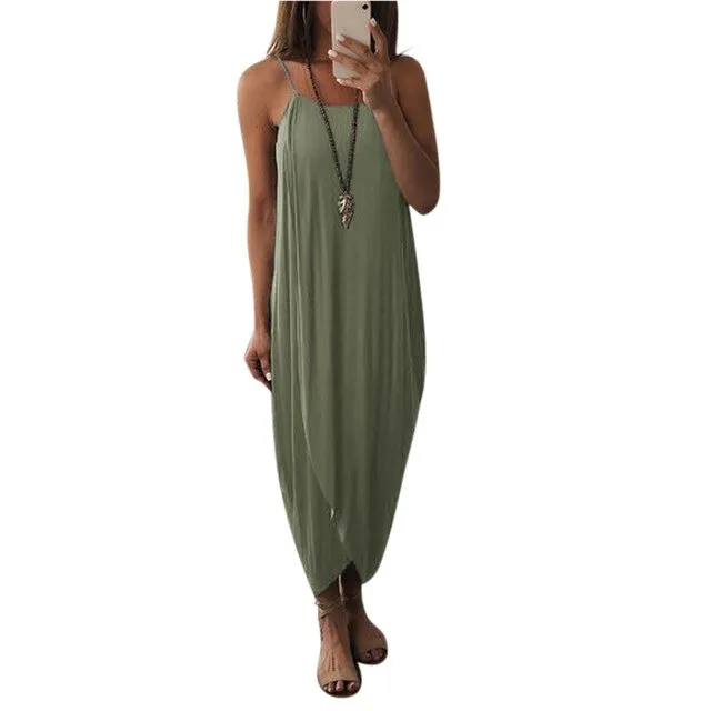 Airy Asymmetrical Sleeveless Maxi Dress