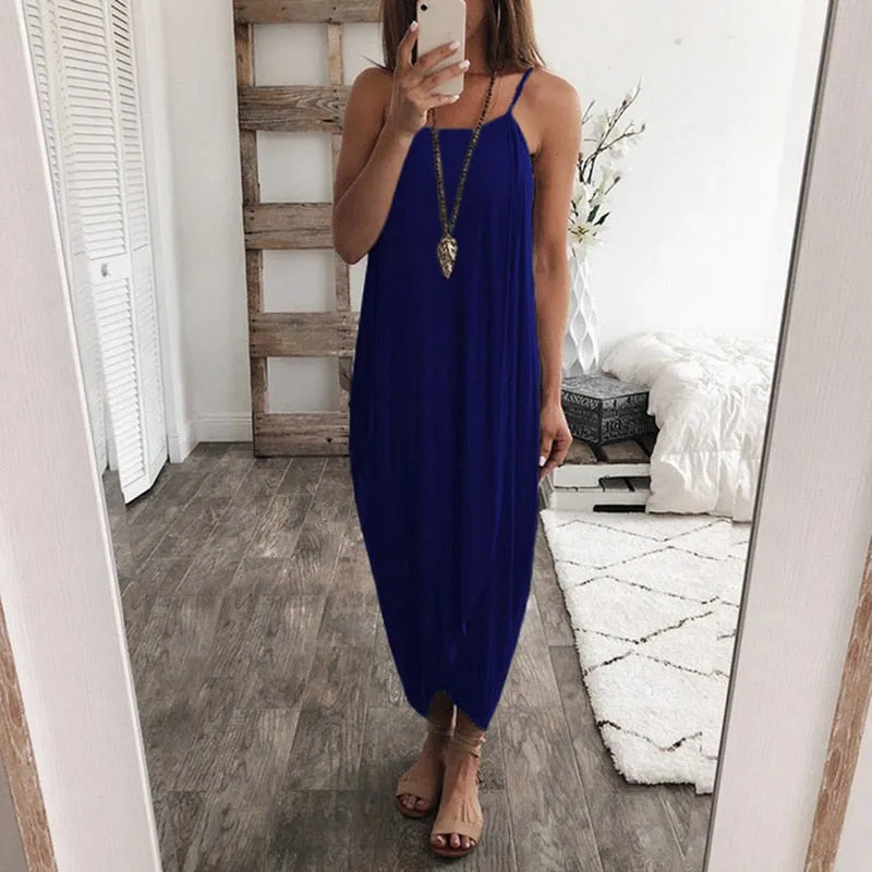 Airy Asymmetrical Sleeveless Maxi Dress