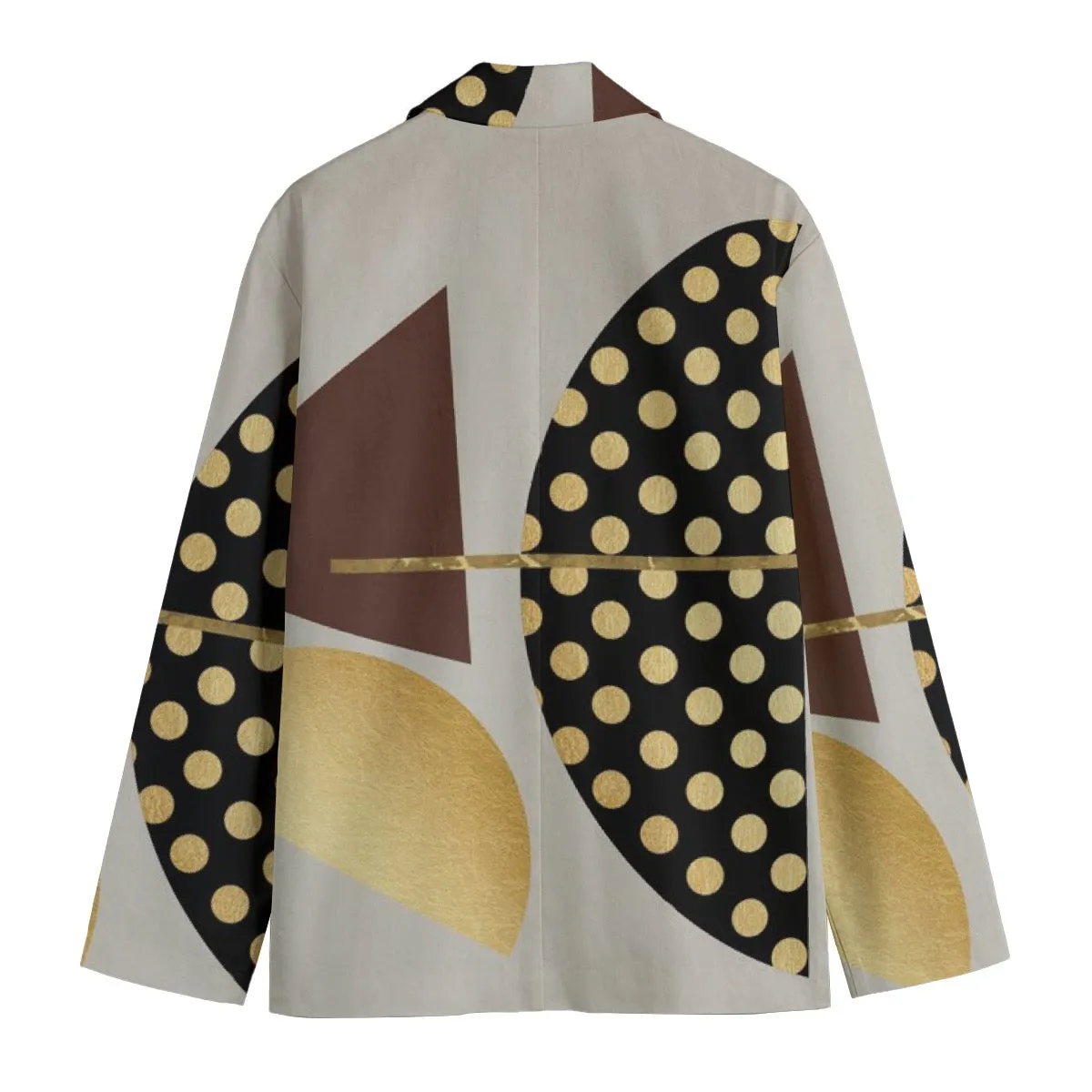 All-Over Print Men's Casual Flat Lapel Collar Blazer | gold, dots print, 49 245GSM Cotton