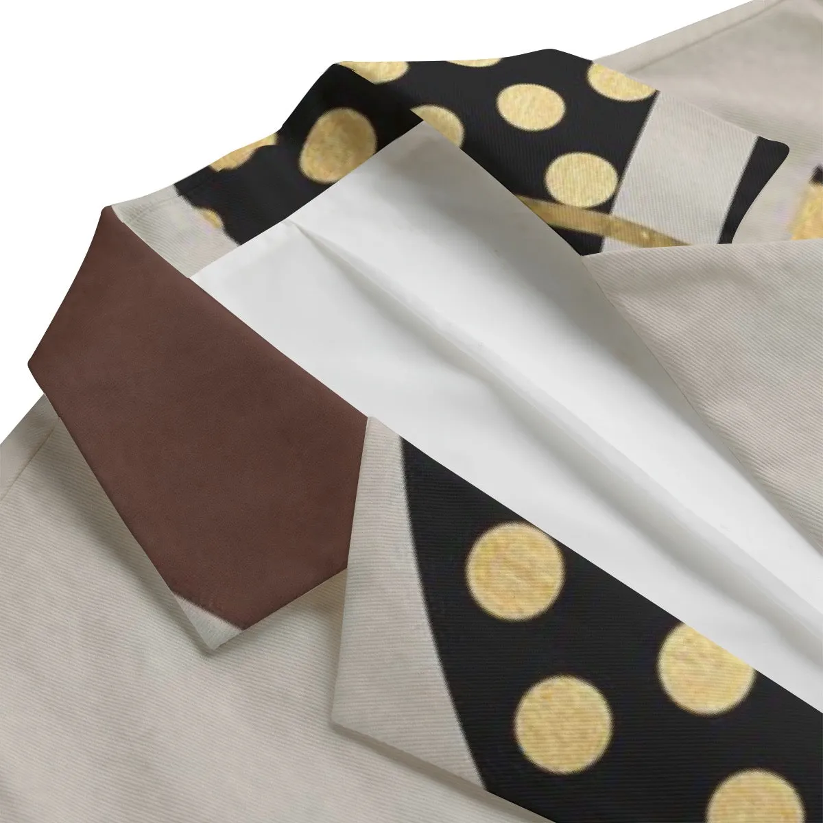 All-Over Print Men's Casual Flat Lapel Collar Blazer | gold, dots print, 49 245GSM Cotton