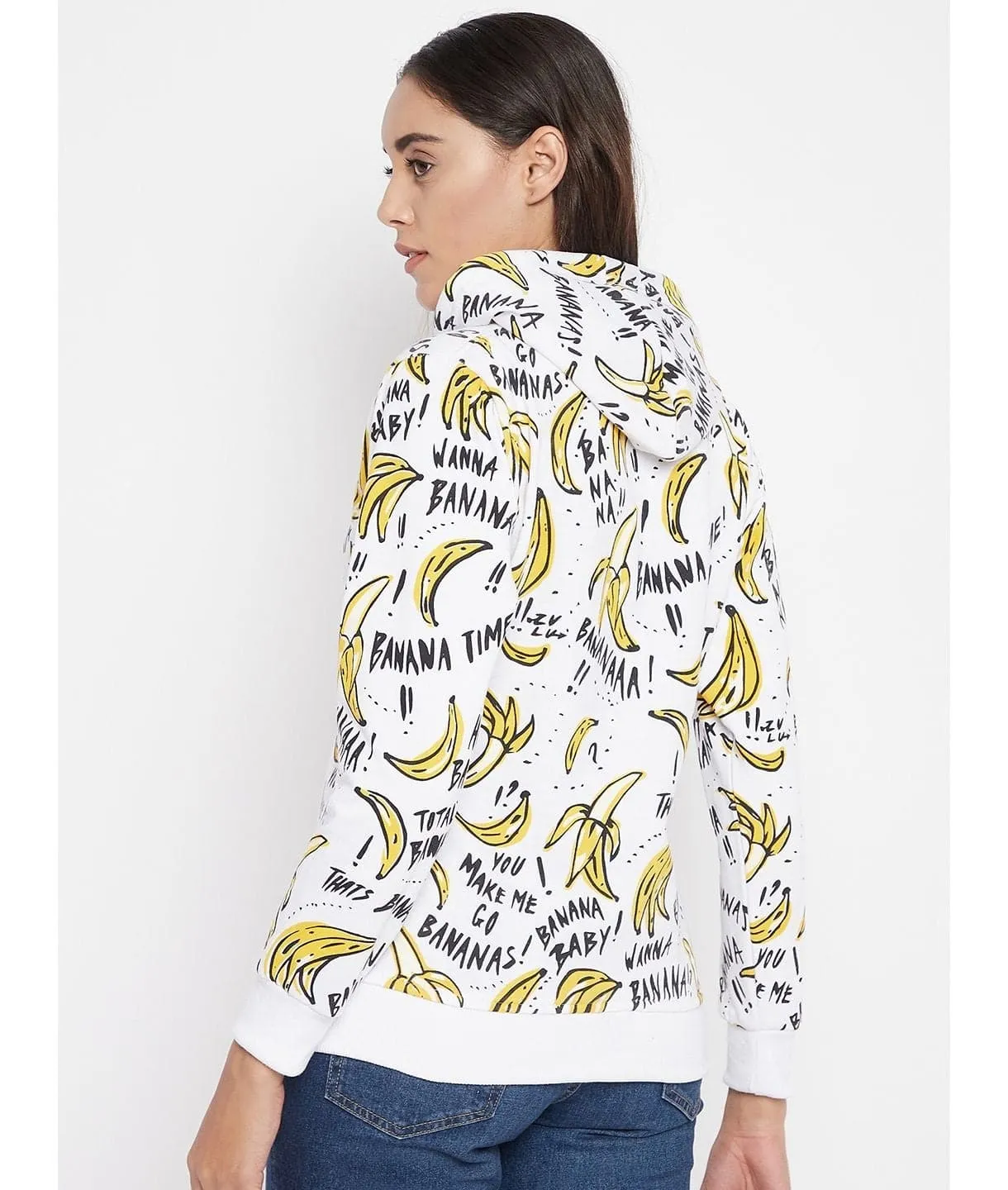 Animal Print Cotton Zippered Hoodie with Pockets