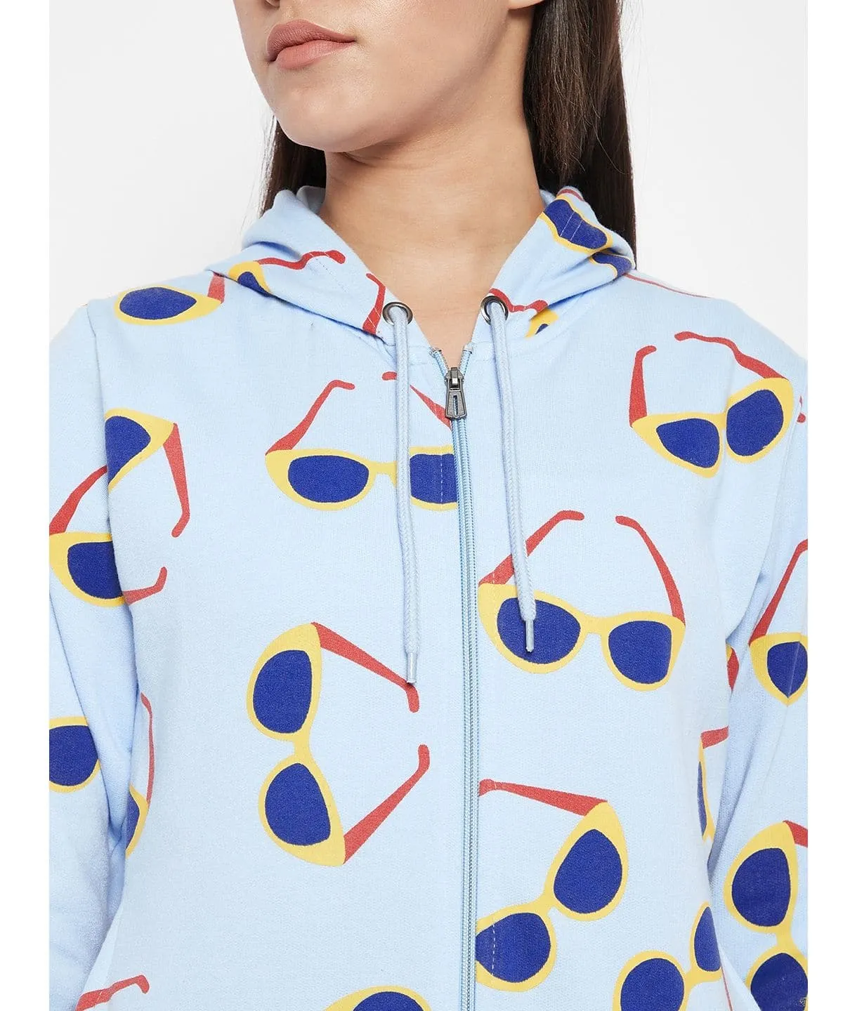 Banana Print Cotton Zippered Hoodie with Pockets