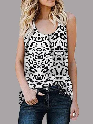 Black and White Leopard Print Tank Top