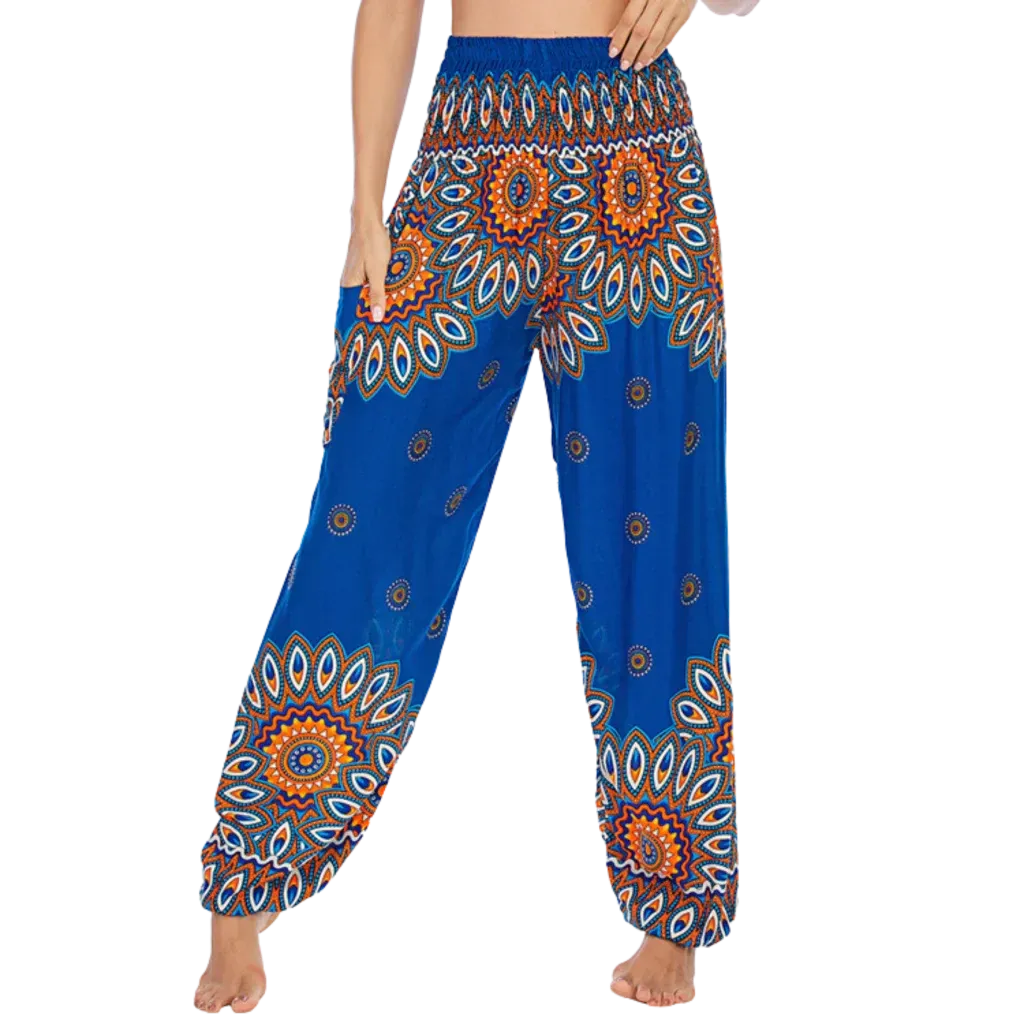 BOHO SMOCKED ALADDIN PANTS FOR LADIES