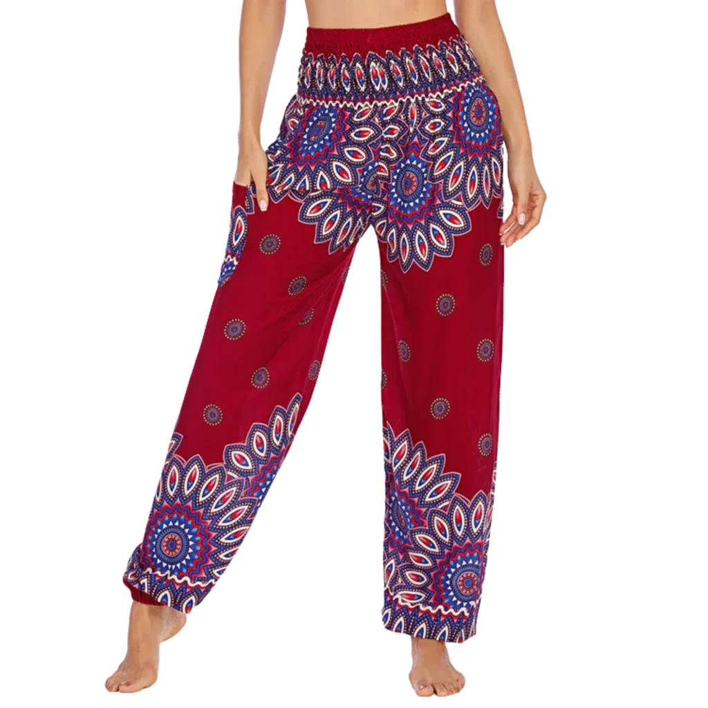 BOHO SMOCKED ALADDIN PANTS FOR LADIES