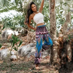 BOHO SMOCKED ALADDIN PANTS FOR LADIES