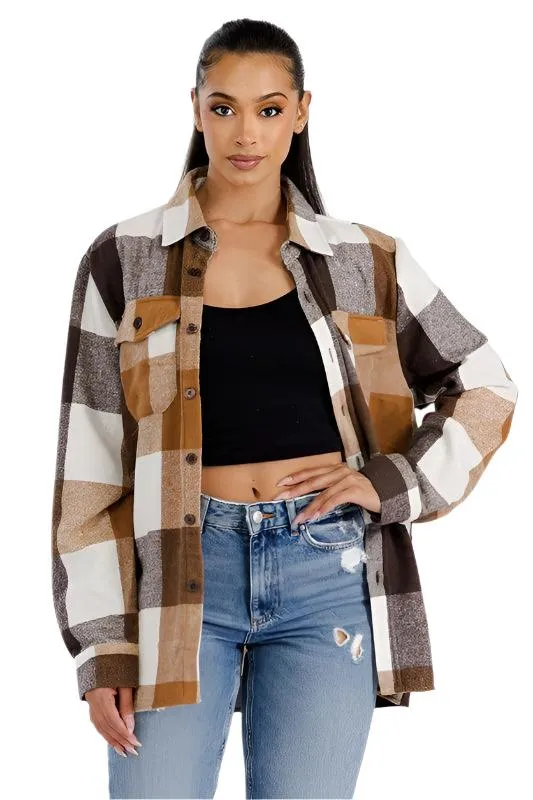 Boyfriend Oversized Soft Flannel Shacket Shirt