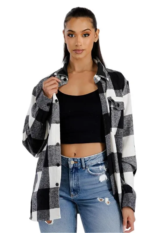 Boyfriend Oversized Soft Flannel Shacket Shirt