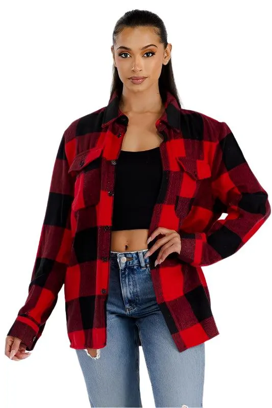 Boyfriend Oversized Soft Flannel Shacket Shirt