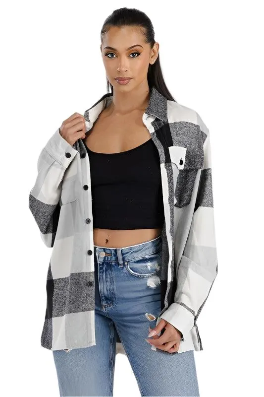 Boyfriend Oversized Soft Flannel Shacket Shirt