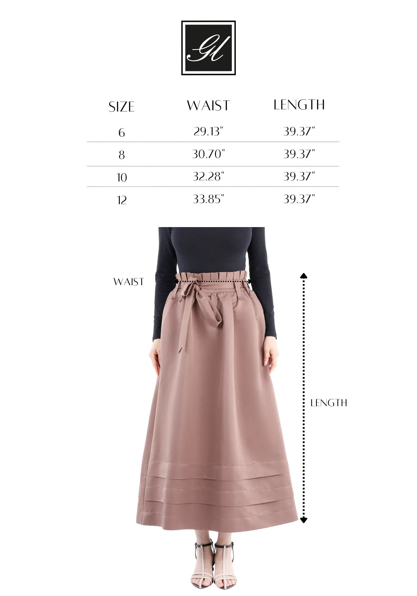 Brown Paper Bag Flared A-Line Maxi Skirt With Pockets And Belt