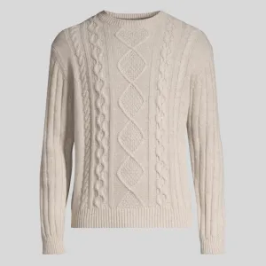 Cable Knit Crew Neck Sweater - Beige