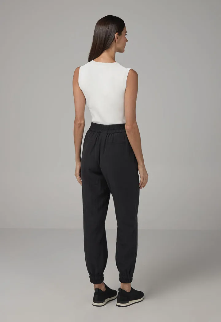 Choice Single Tone Elastic Waistband Trousers Black