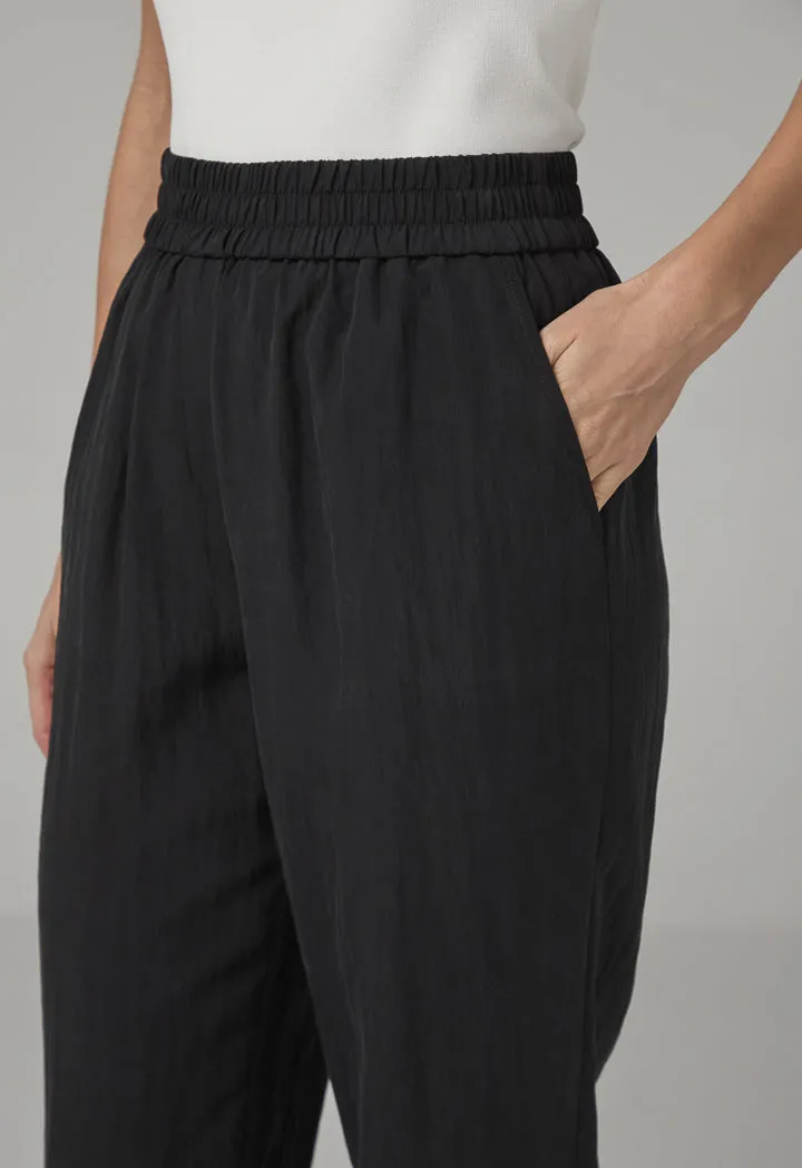 Choice Single Tone Elastic Waistband Trousers Black