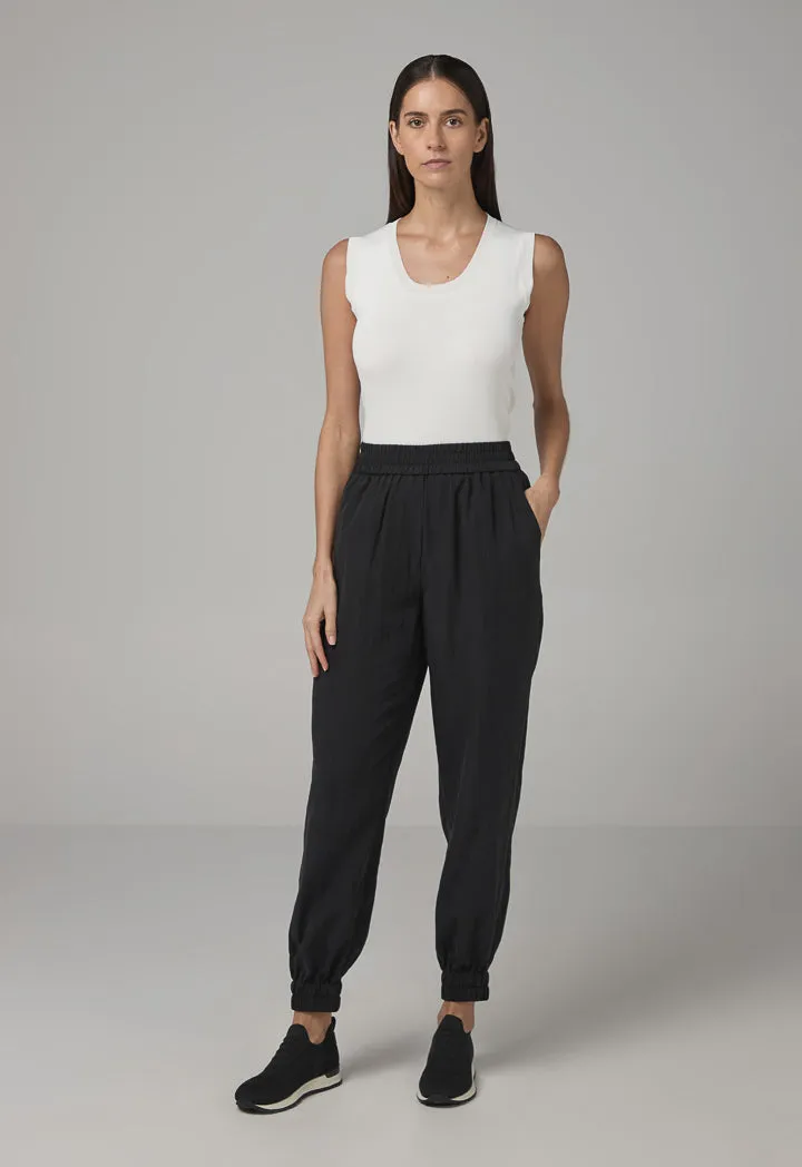 Choice Single Tone Elastic Waistband Trousers Black