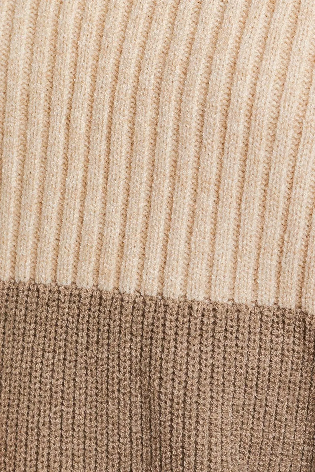 Color Block Turtleneck Sweater Top in Taupe & Cream