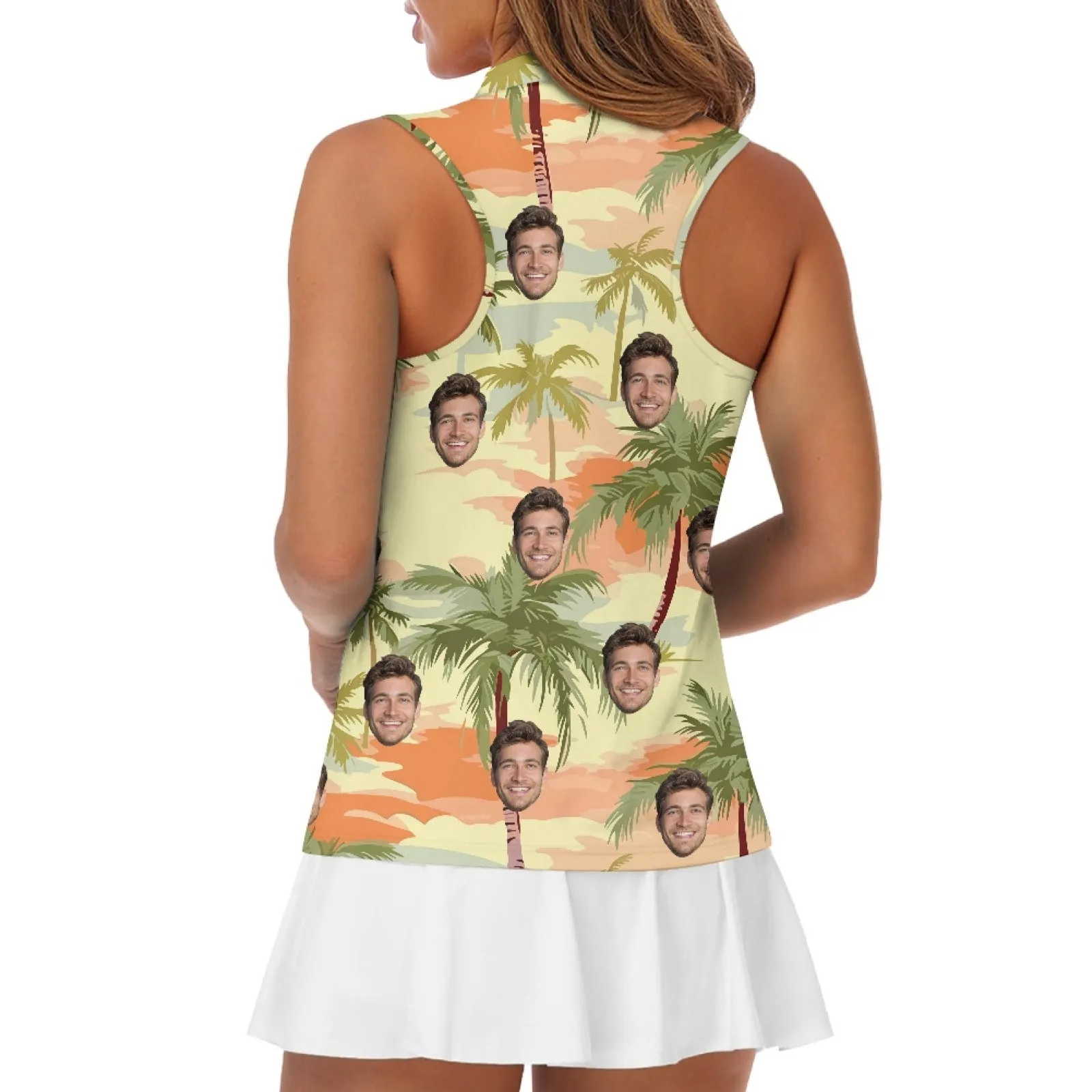 Custom Face Ink Scenery Heart Women's Golf Sleeveless Shirt