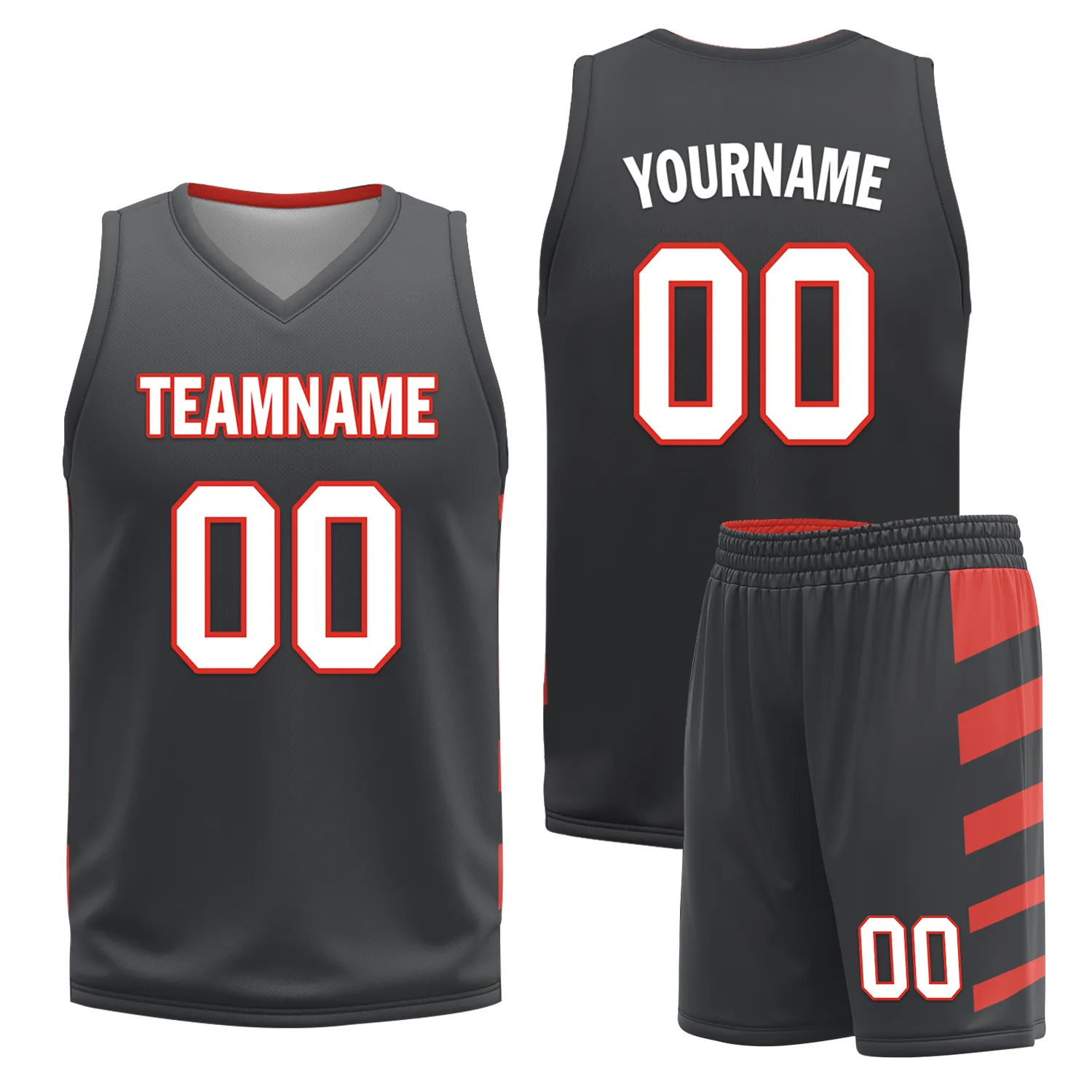 Custom Red Black Classic Style Reversible Basketball Uniform Personalized COOLMAX BBJR-D017038