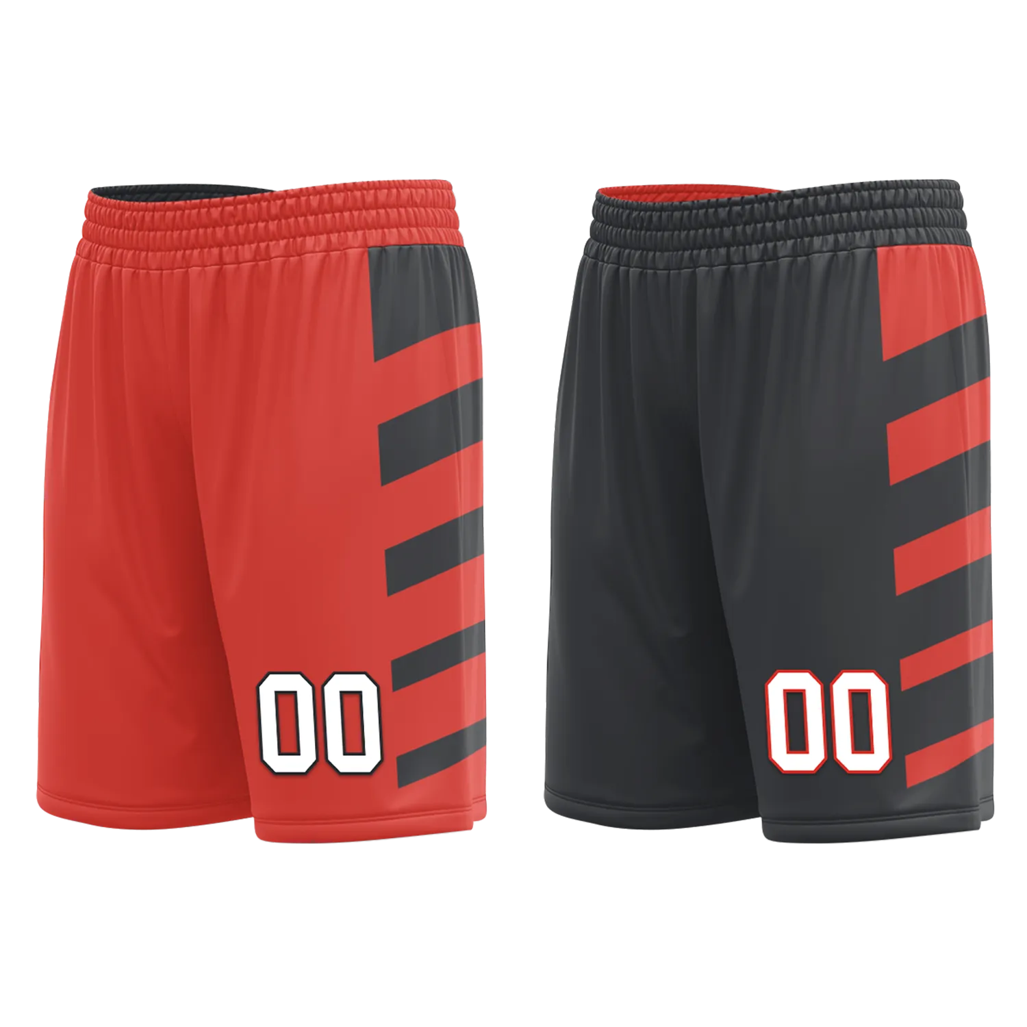 Custom Red Black Classic Style Reversible Basketball Uniform Personalized COOLMAX BBJR-D017038