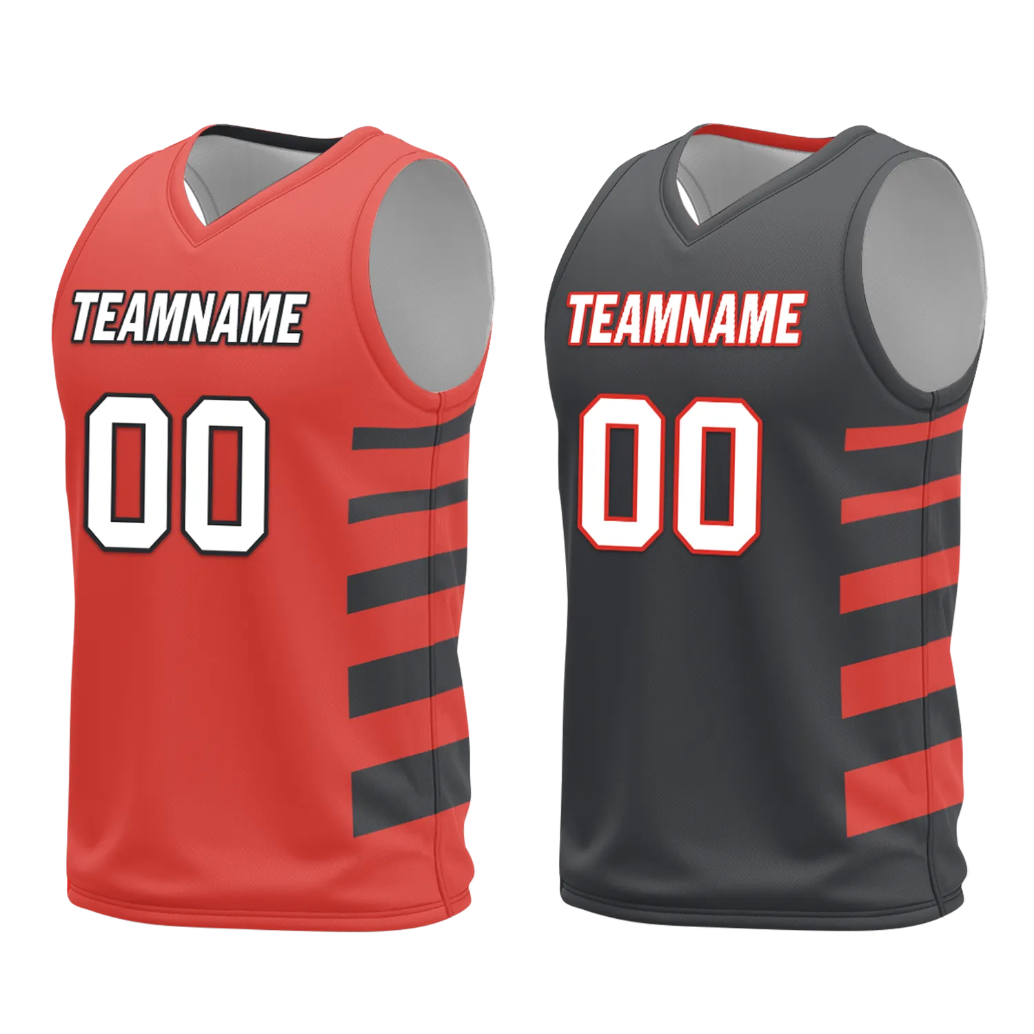 Custom Red Black Classic Style Reversible Basketball Uniform Personalized COOLMAX BBJR-D017038