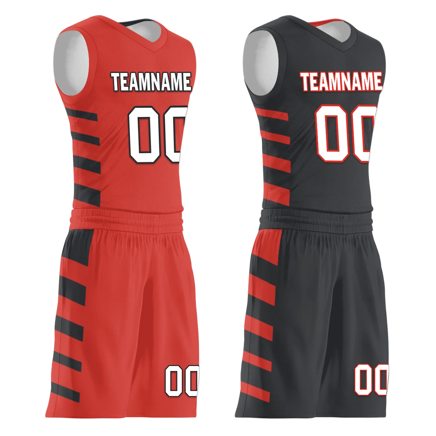 Custom Red Black Classic Style Reversible Basketball Uniform Personalized COOLMAX BBJR-D017038