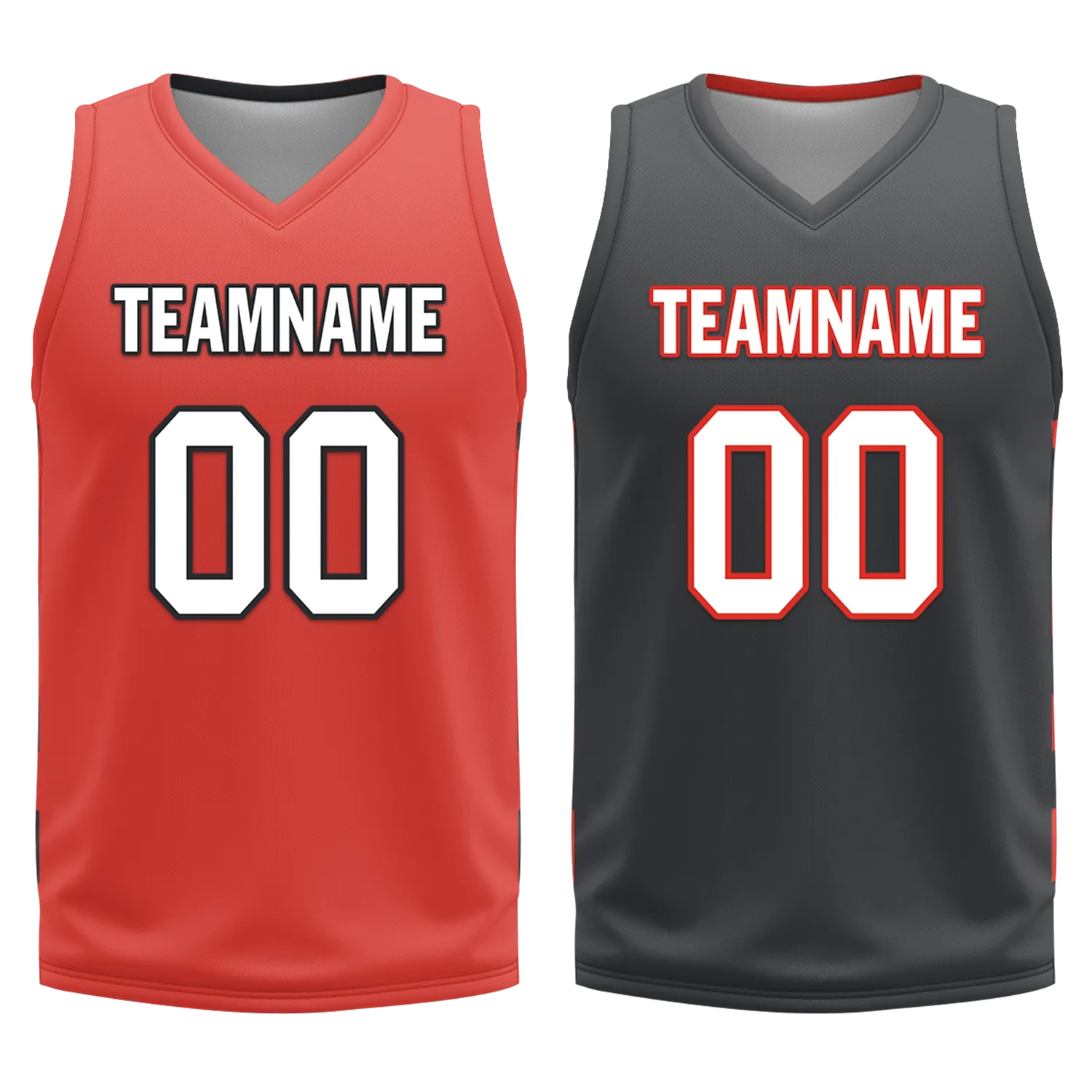 Custom Red Black Classic Style Reversible Basketball Uniform Personalized COOLMAX BBJR-D017038