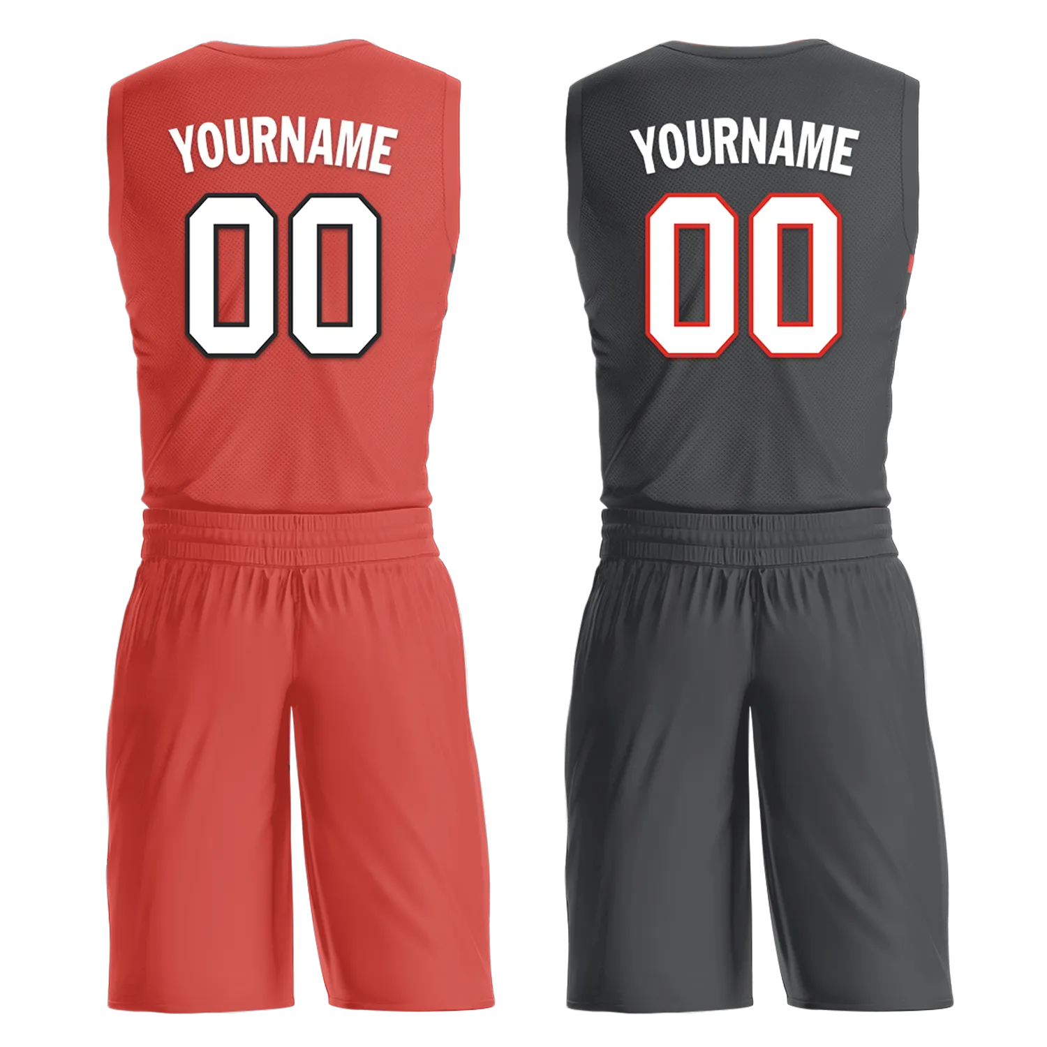 Custom Red Black Classic Style Reversible Basketball Uniform Personalized COOLMAX BBJR-D017038