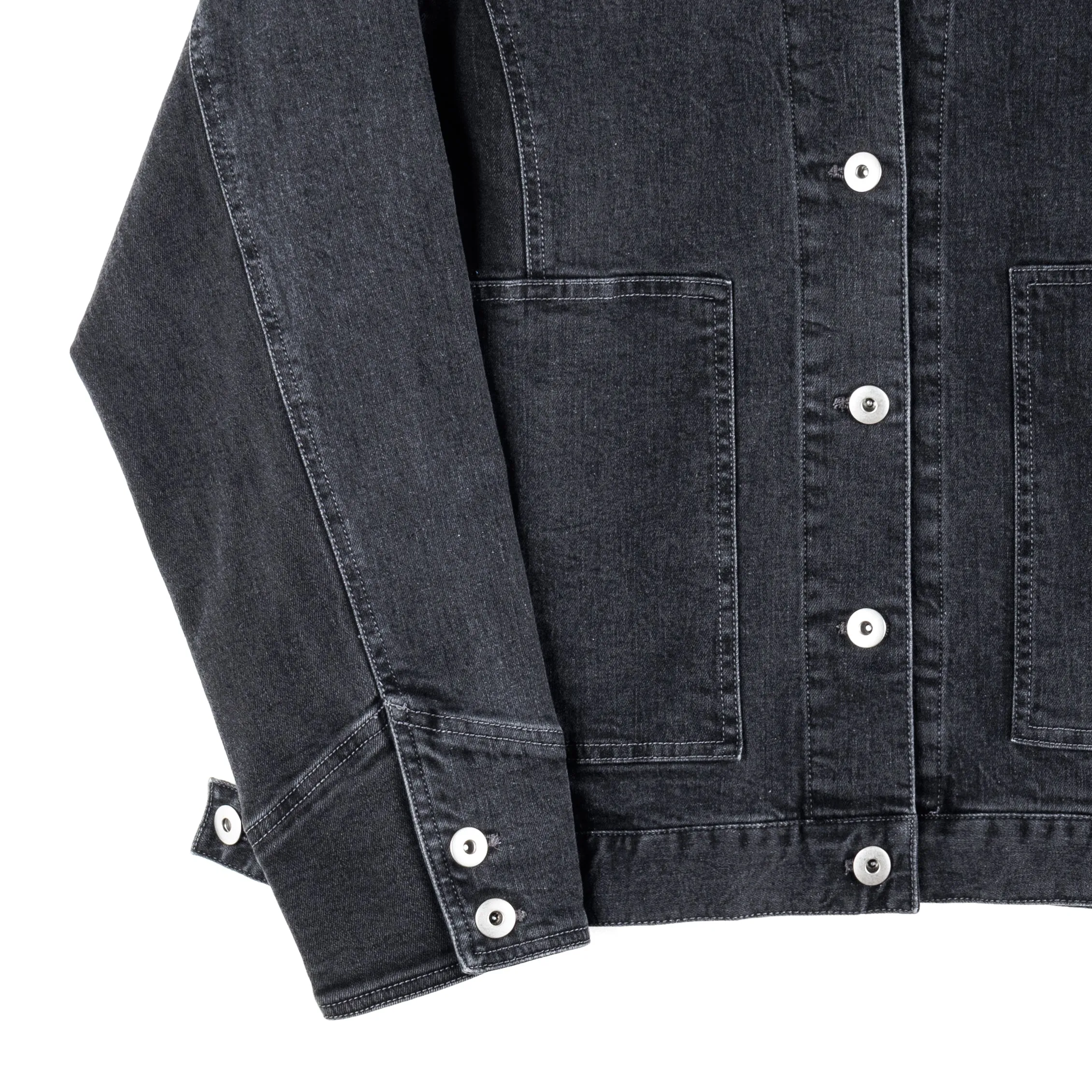 Denim Stretch - Button Closure Pocket Jacket - Black - Final Sale!