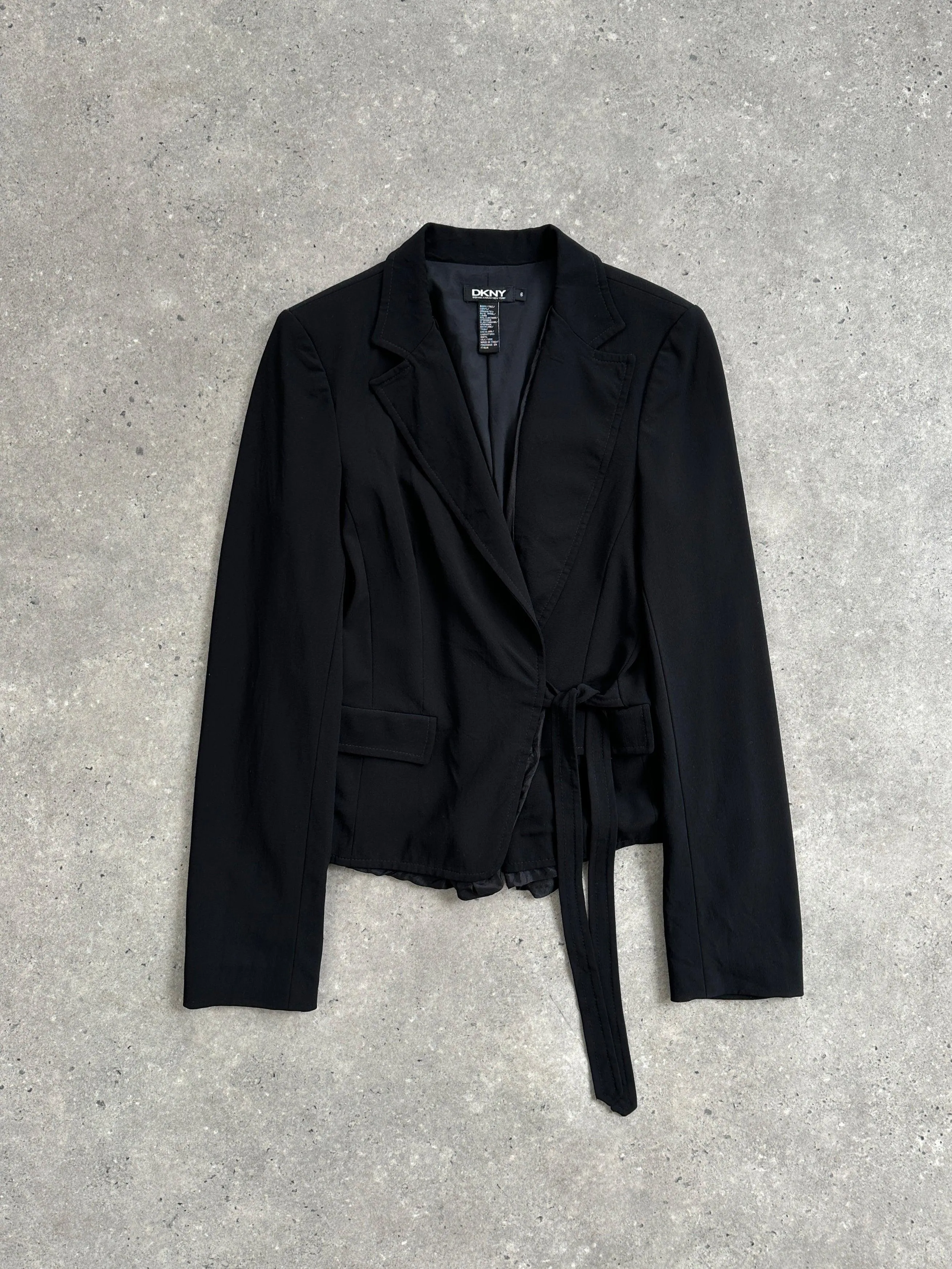 DKNY Silk Trim Wool Wrap Blazer - S/M