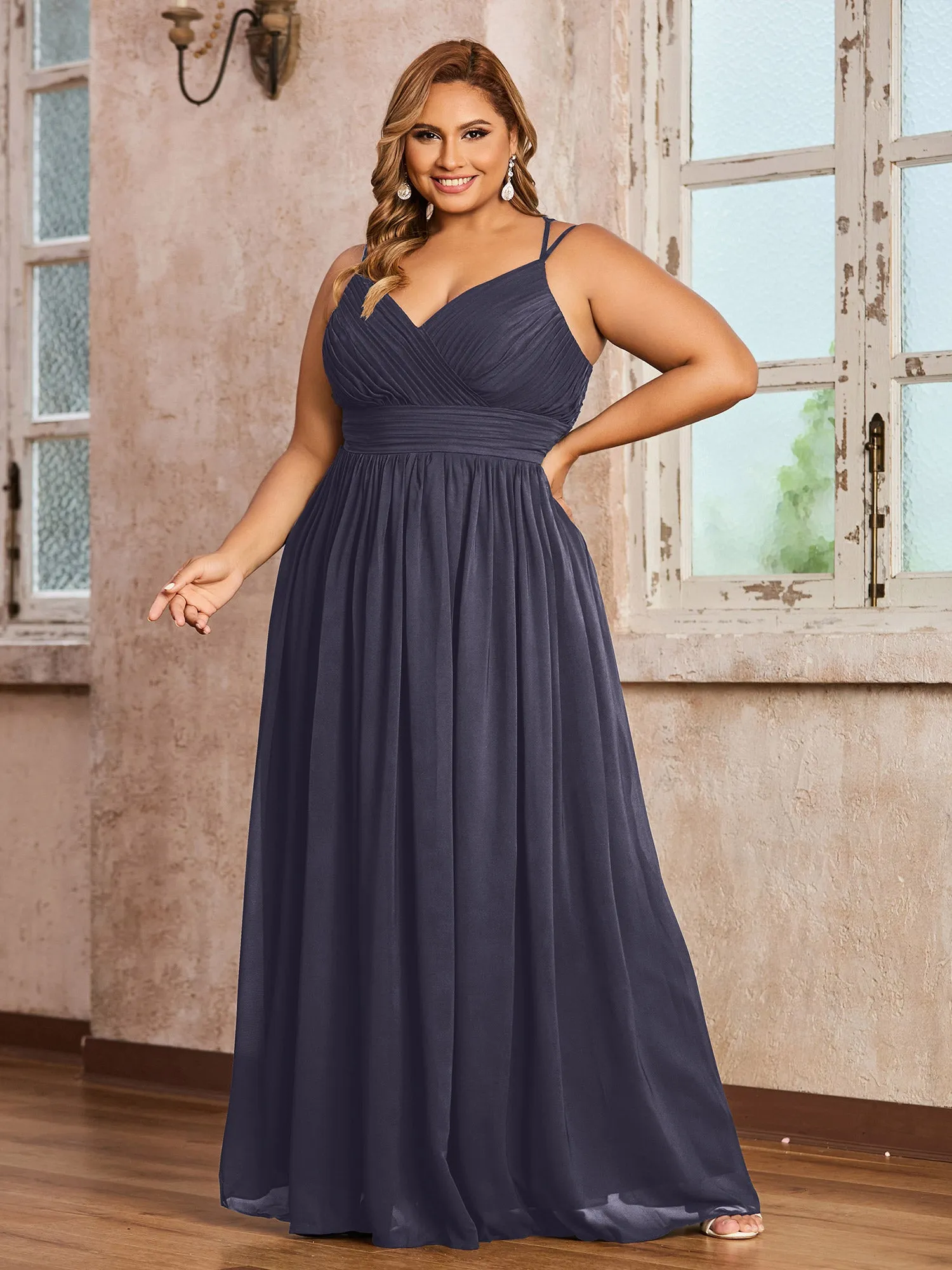 Double Straps Chiffon Dresses with Sweetheart Stormy Plus Size