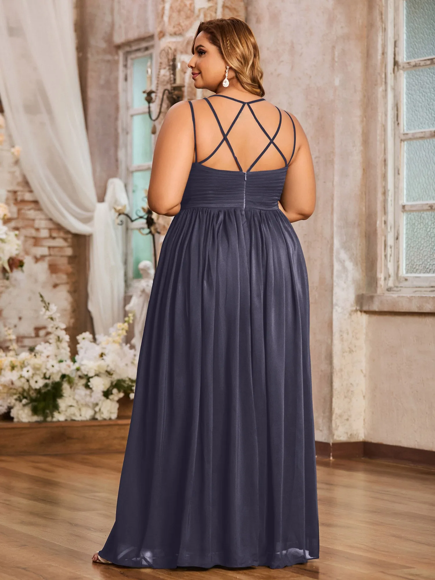 Double Straps Chiffon Dresses with Sweetheart Stormy Plus Size