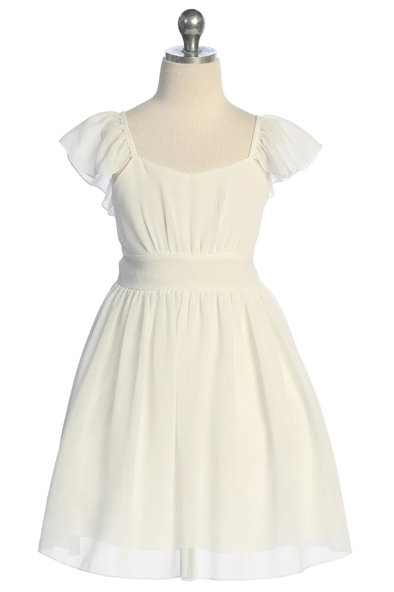 Girls Pebble Georgette Ruffle Sleeve Easter Dress Sizes 2-16