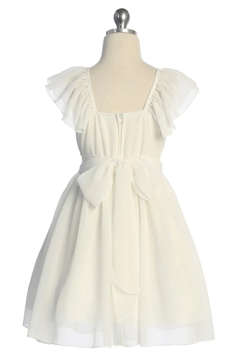 Girls Pebble Georgette Ruffle Sleeve Easter Dress Sizes 2-16