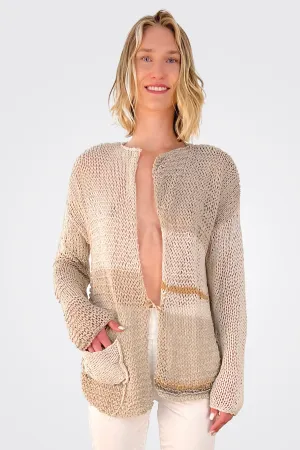 Hand Knitted Cotton Cardigan - Off White