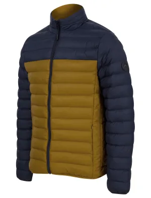 Inali Colour Block Funnel Neck Quilted Puffer Jacket with Fleece Lined Collar in Sky Captain Navy - Tokyo Laundry