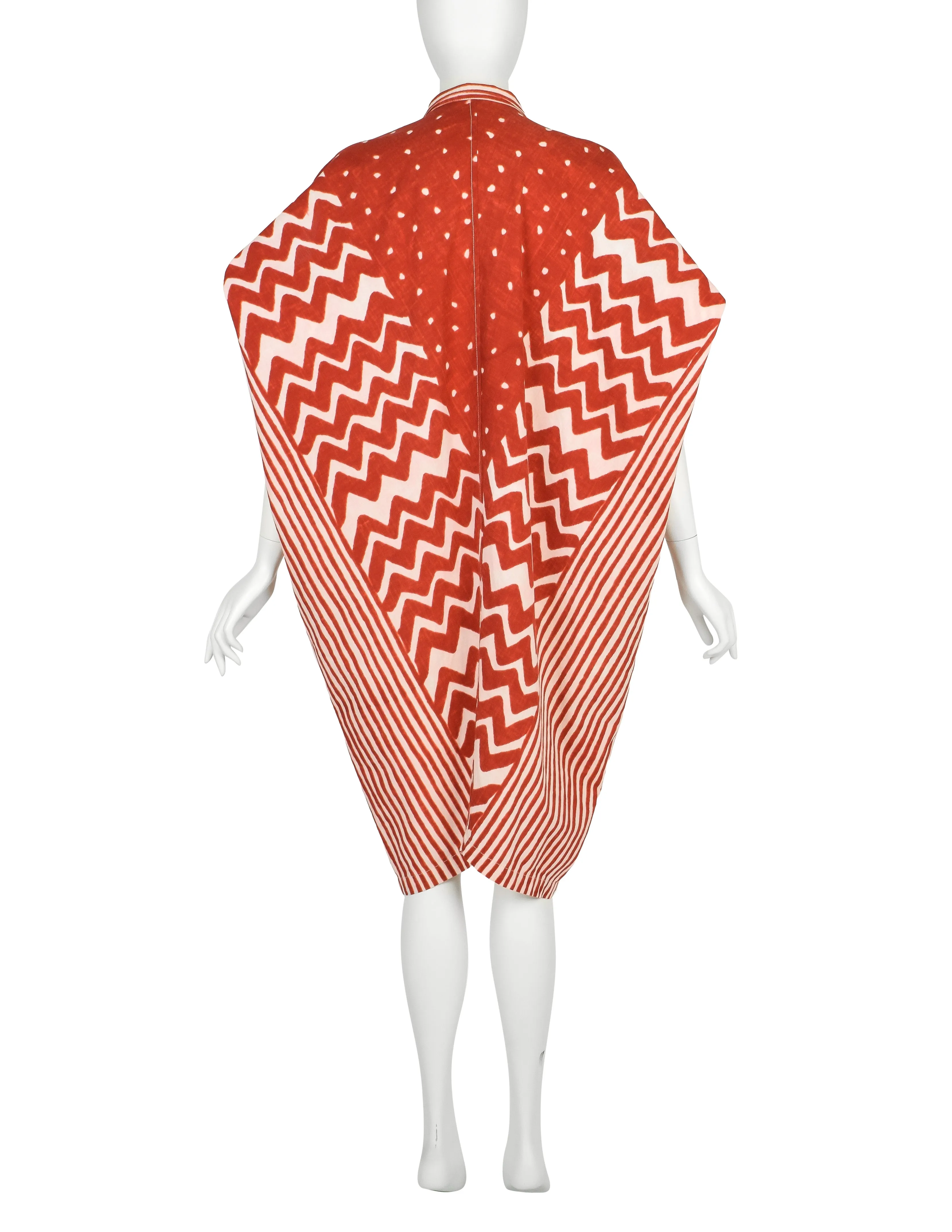 Issey Miyake Vintage SS 1985 Phenomenal Red and White Shibori Print Dress