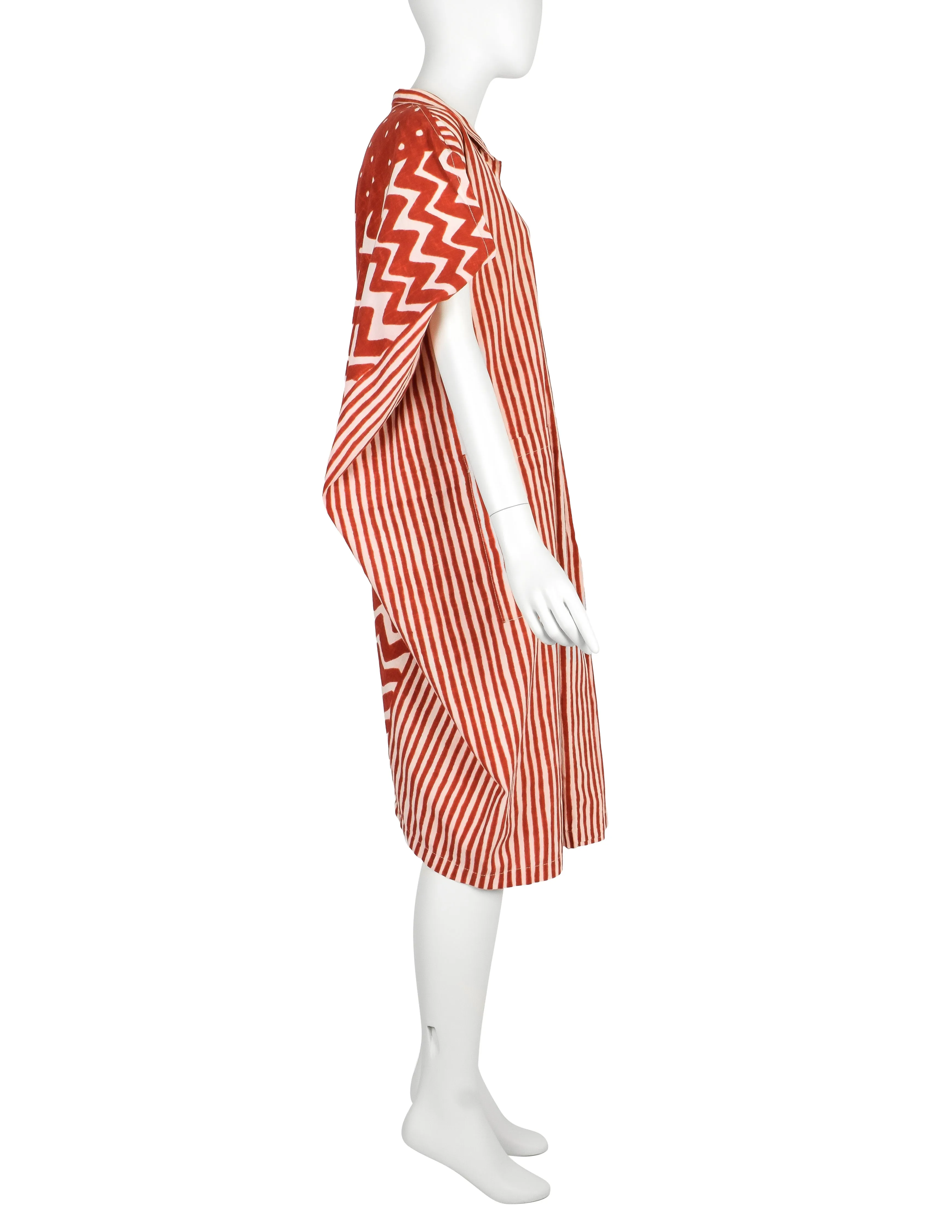 Issey Miyake Vintage SS 1985 Phenomenal Red and White Shibori Print Dress