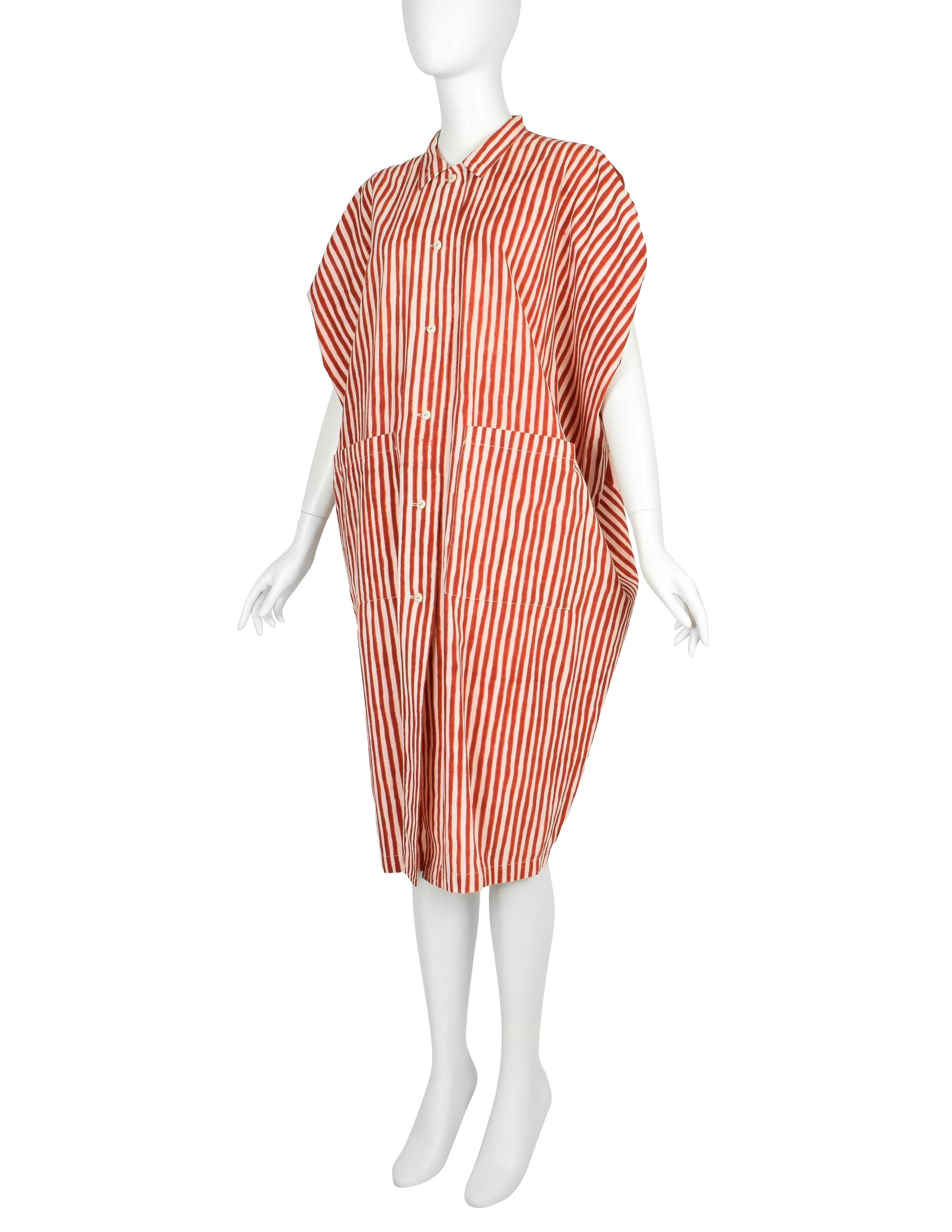 Issey Miyake Vintage SS 1985 Phenomenal Red and White Shibori Print Dress