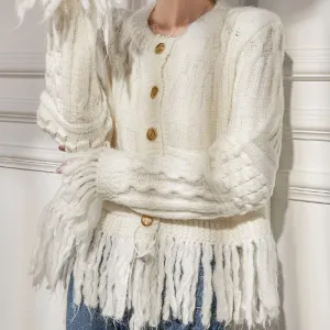 Kind-Hearted Fringe Knit Cardigan