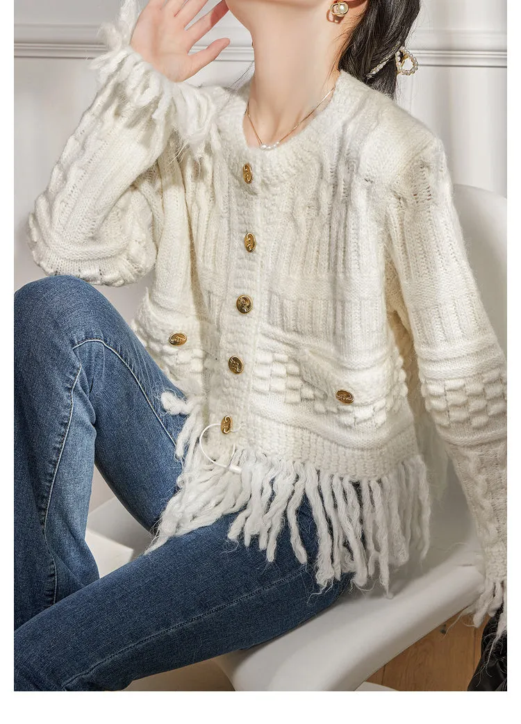 Kind-Hearted Fringe Knit Cardigan