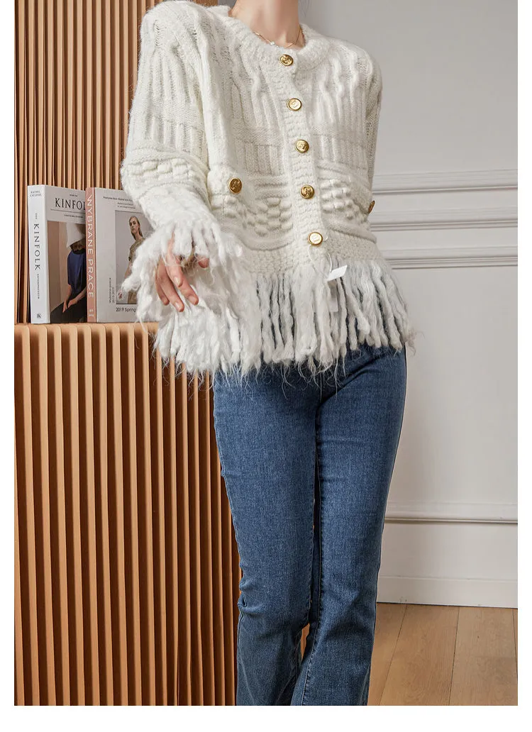 Kind-Hearted Fringe Knit Cardigan