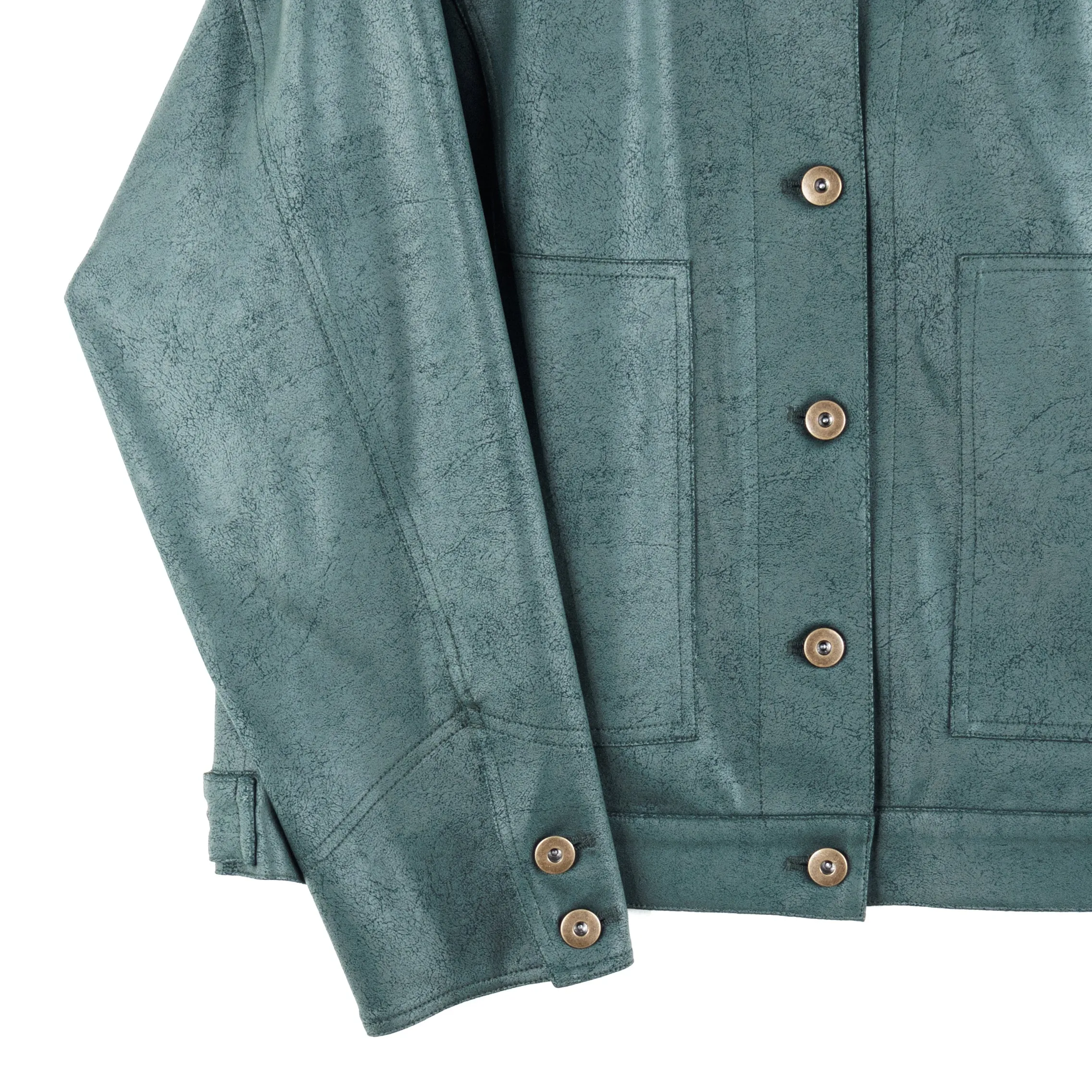 Liquid Leather™ Button Closure Pocket Jacket - Hunter Green