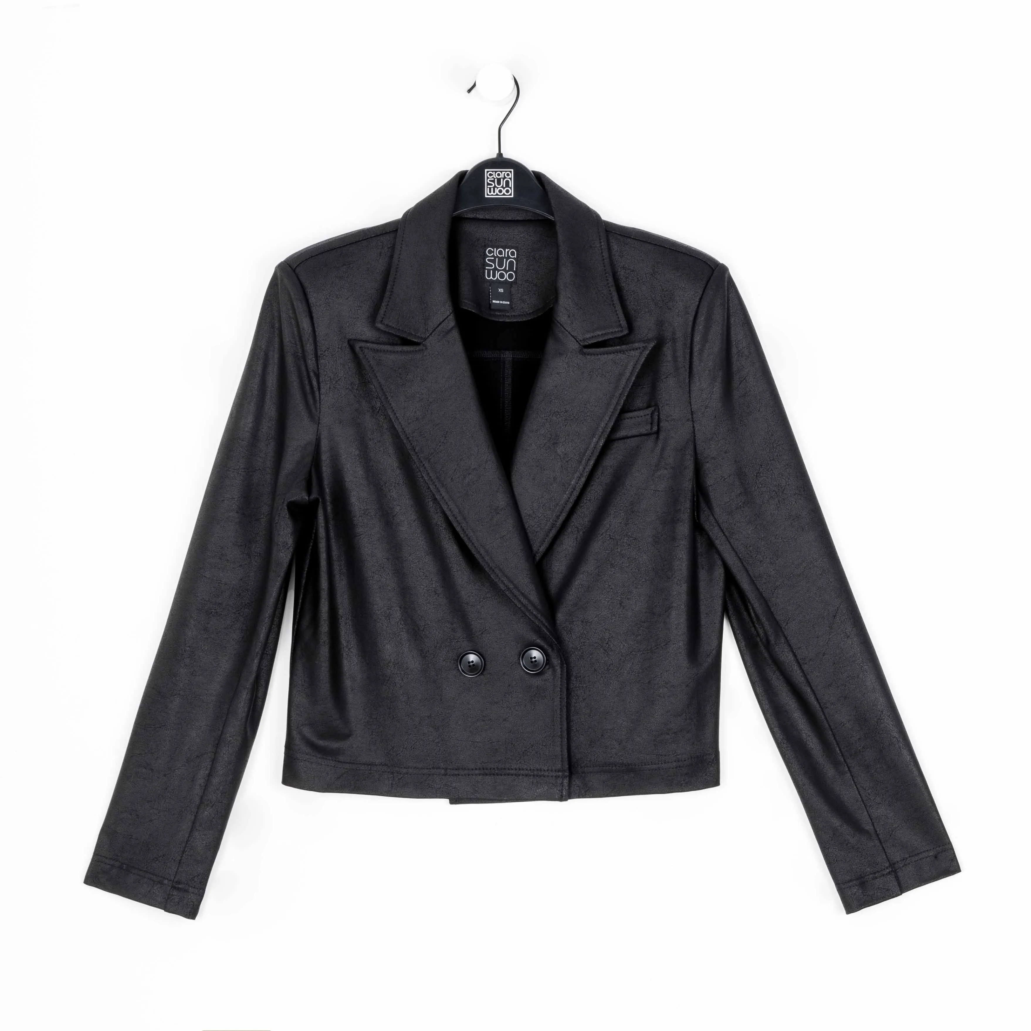 Liquid Leather™ Cropped Tuxedo Blazer - Black - Limited Sizes!