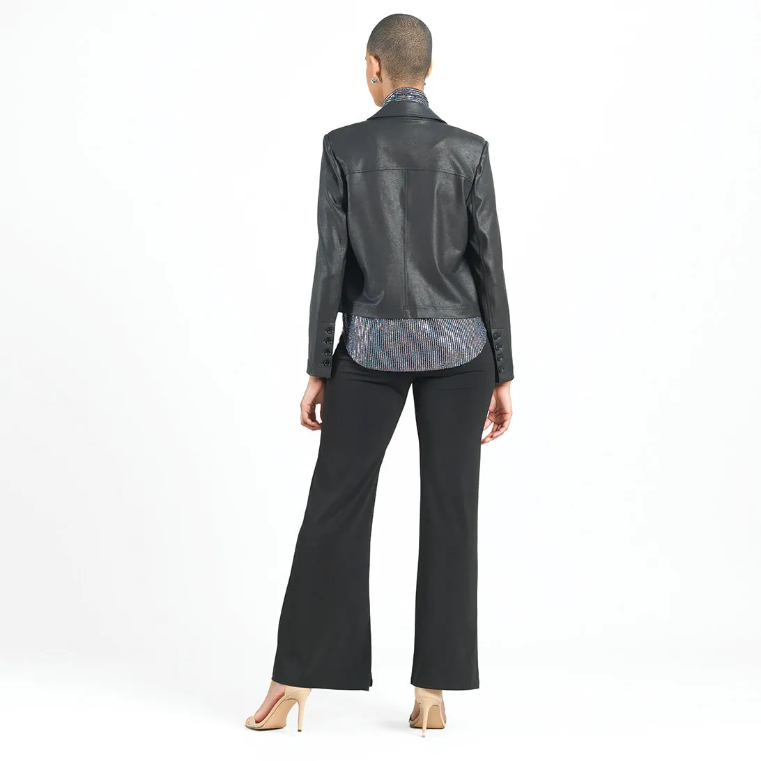 Liquid Leather™ Cropped Tuxedo Blazer - Black - Limited Sizes!