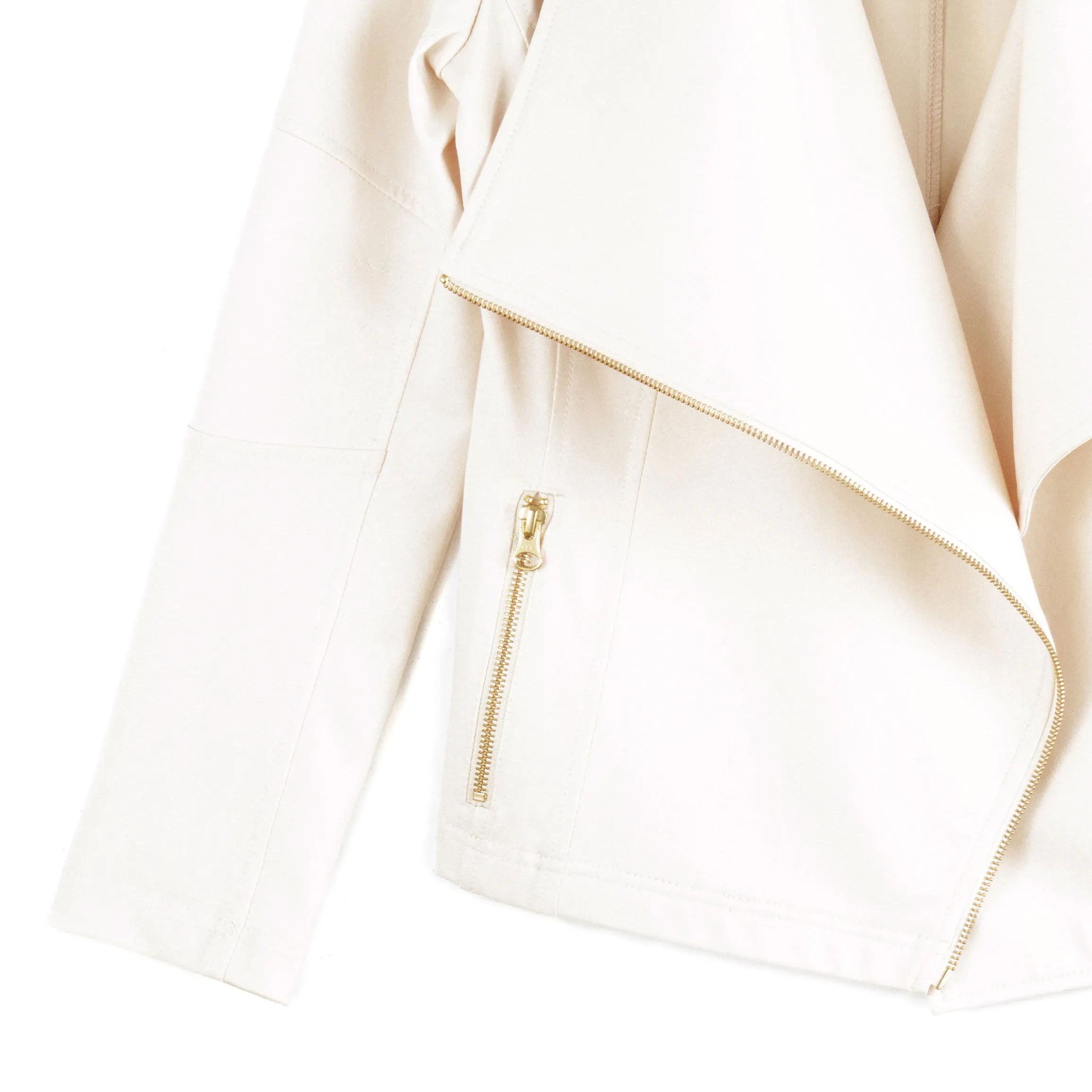 Liquid Leather™ Drape Neck Zip Jacket - Ivory