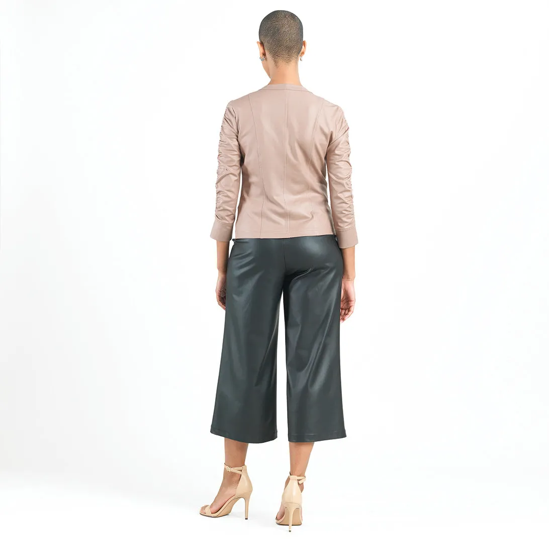 Liquid Leather™ Ruched Detail Jacket - Taupe