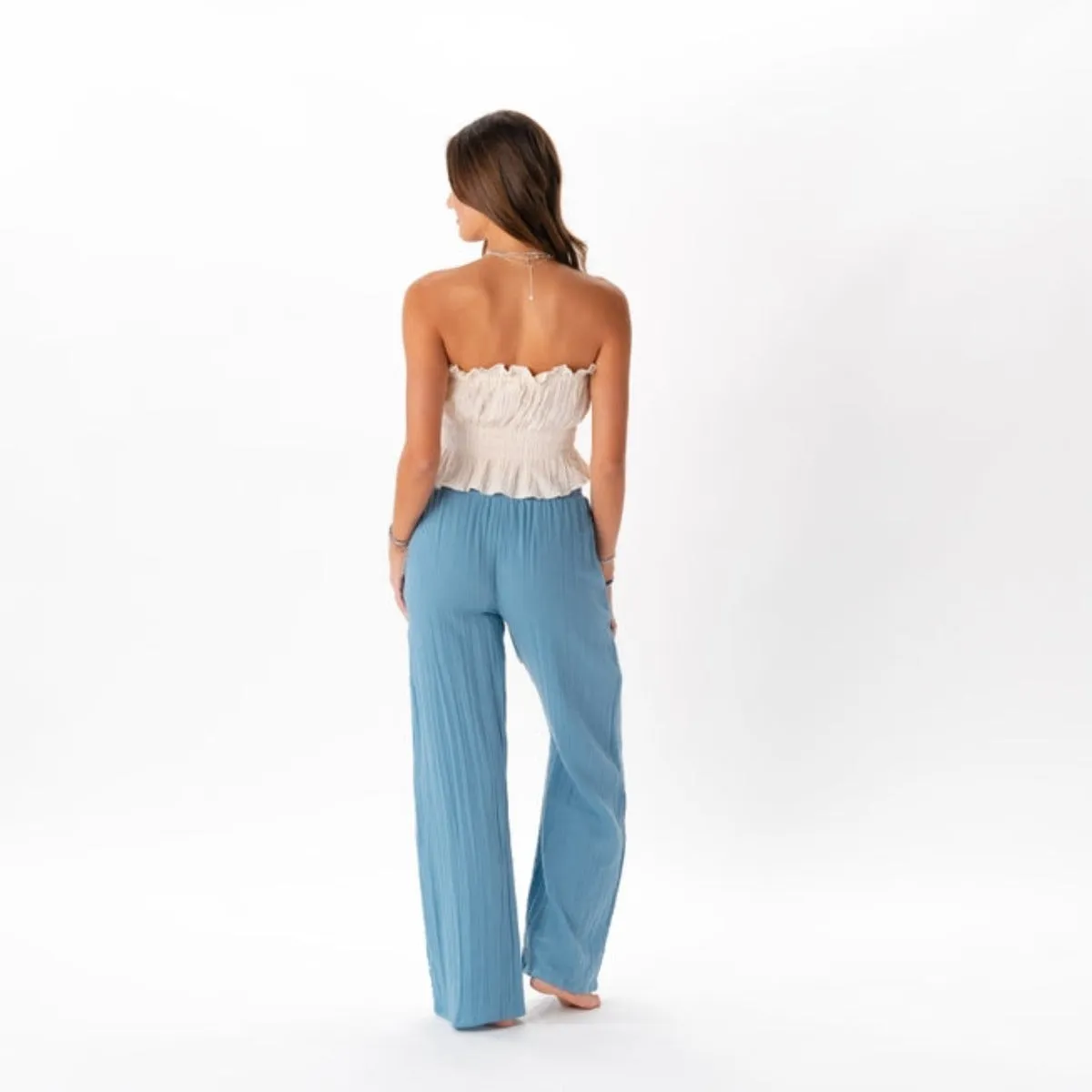 Lotus and Luna Wide Leg Cabana Pants - Elemental Blue