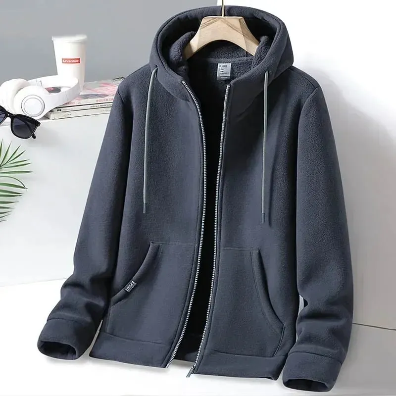 Men's Climbing Hiking Fishing Jackets Full Zip Polar Fleece Hoodie Soft Lightweight Outdoor Winter Military Coats Women Clothing